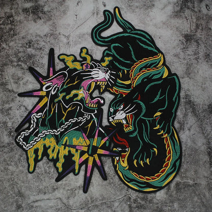 Green Snake and Tiger Embroidered Patch Appliques Iron on Patches Badge Clothes Sewing