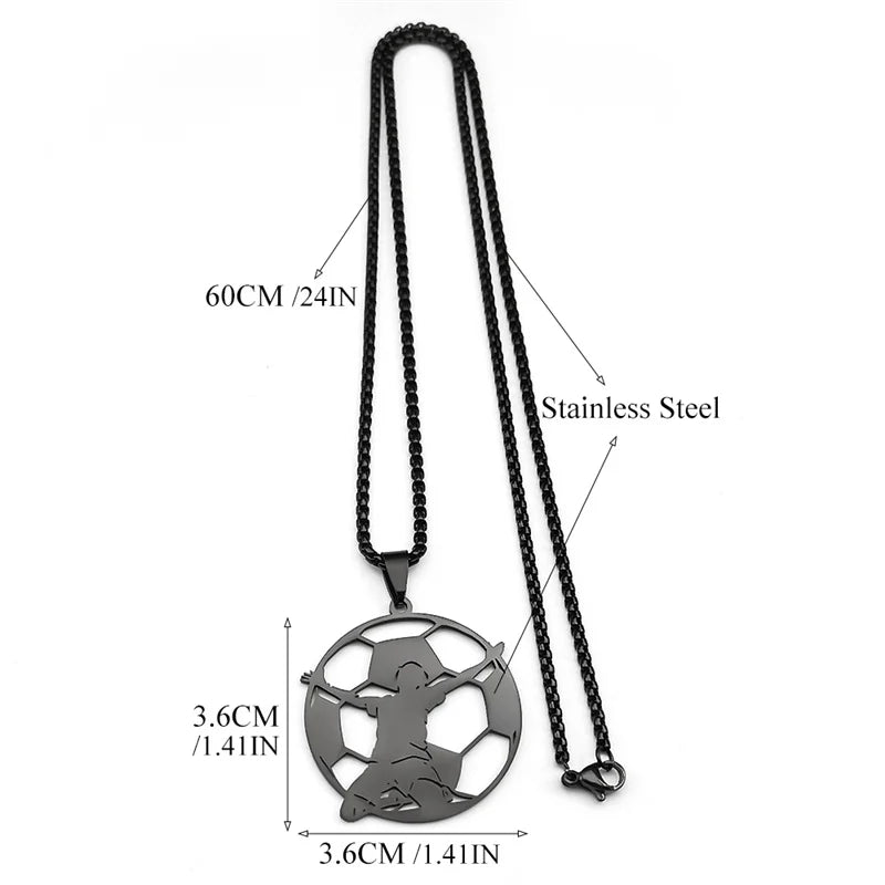 Women Men Soccer Football Goalkeeper Stainless Steel Gold Silver Color Sports Spirit Chain Necklace Pendant