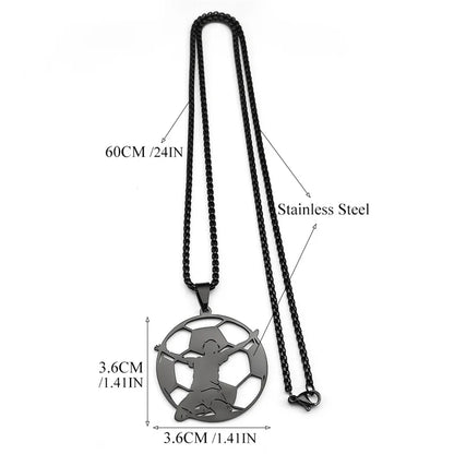 Women Men Soccer Football Goalkeeper Stainless Steel Gold Silver Color Sports Spirit Chain Necklace Pendant