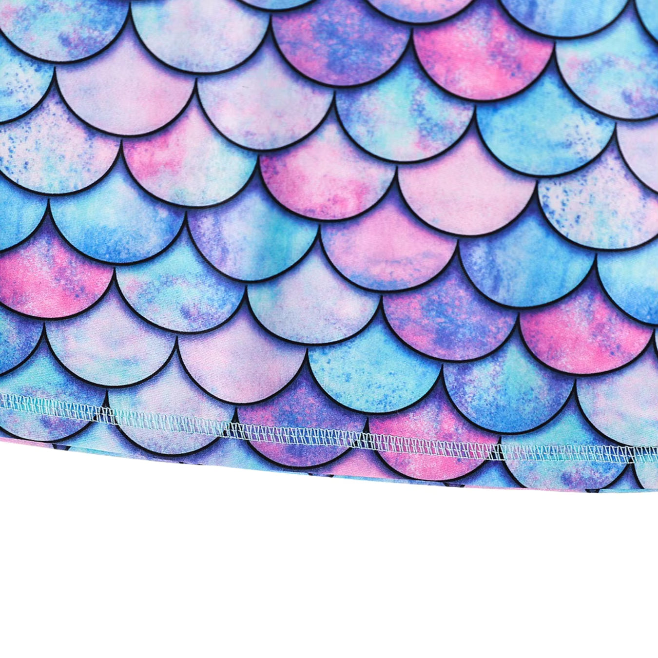 2pcs Kids Girls Short Sleeve Tops Swim Shorts Scale Print Patchwork Beach Bathing Swimwear