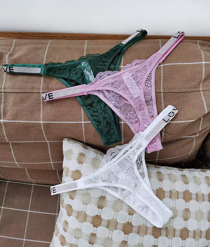 Sexy Girls Women Seamless Underwear Rhinestone G-String Thong Low Rise Briefs Panties