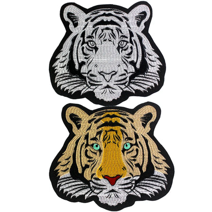 Large-size biker Punk Motorcycle Embroidered Tiger Skeleton Patch Appliques Iron on Patches Badge Clothes Sewing