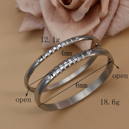 Vintage 18K Plated Stainless Steel Crystal Women's Fashion Bangles Bracelet