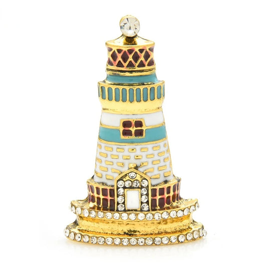 Enamel Rhinestone Lighthouse Tower Brooches Brooch Pins