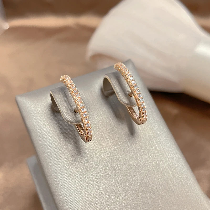 Women Modern Women's 585 Rose Gold Luxury Stud Earrings Natural Stone OL Crystal Earrings
