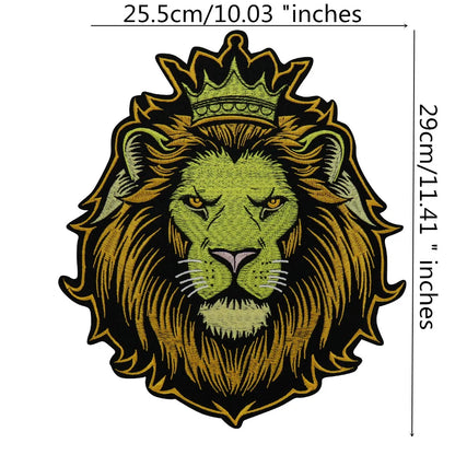 Embroidery Crown yellow Lion Biker Rock Patch Appliques Iron on Patches Badge Clothes Sewing