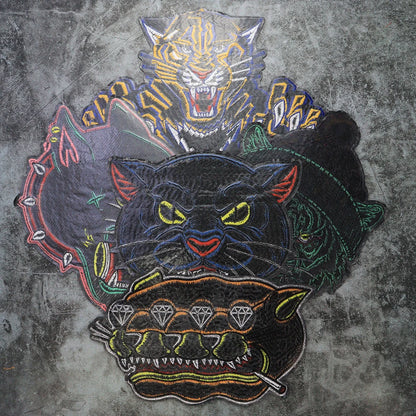 Large Size Biker Applique Fierce Tiger head Embroidery Patches Iron on for Clothes Animal Stickers Patch