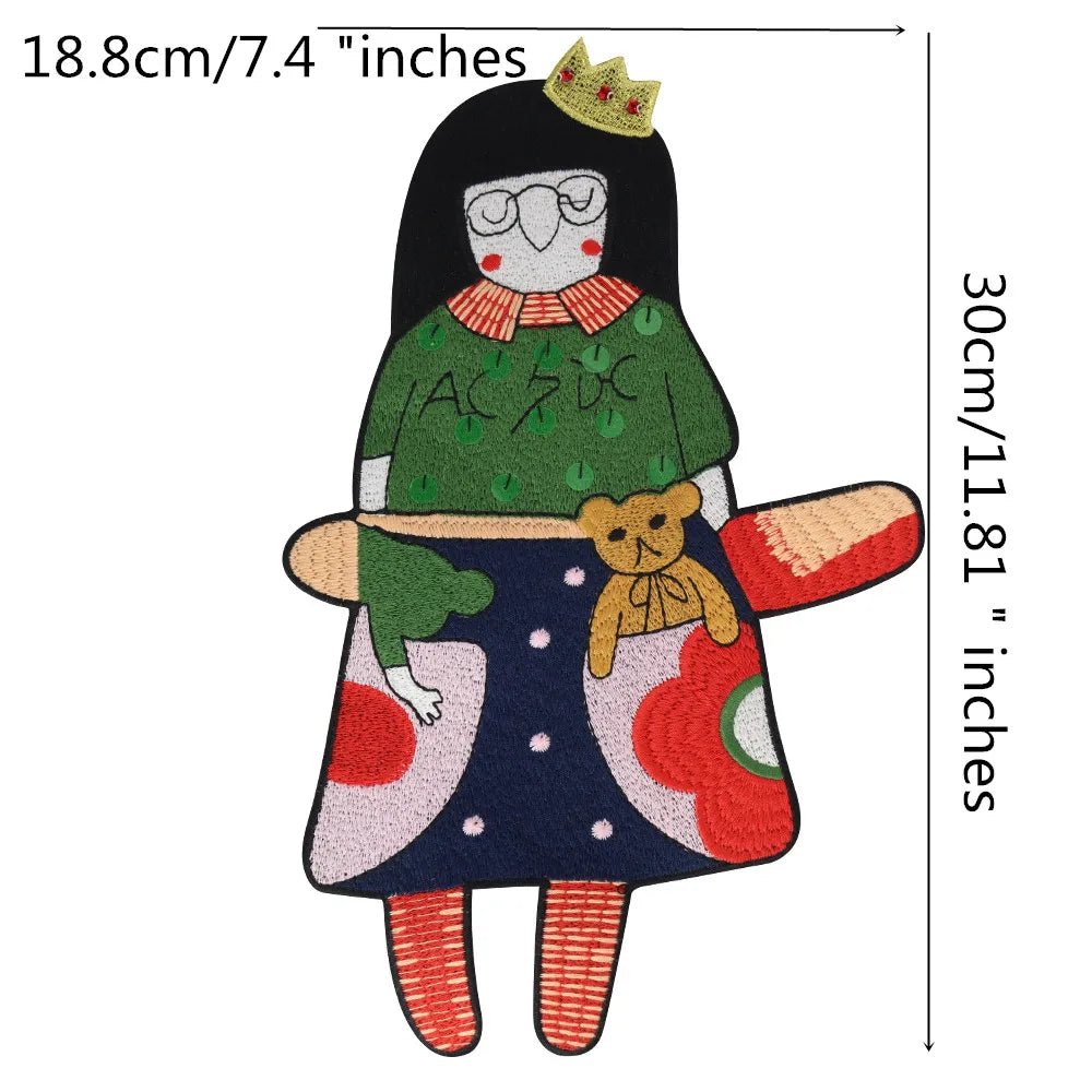 Cartoon Characters Embroidery Patches Girl Stickers sew on Clothing DIY Craft