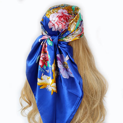 90*90cm Women Four Seasons Square Silk Satin Bandana Wrap Shawl Scarves Scarfs gk4