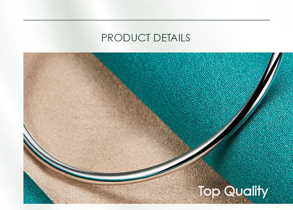 925 Sterling Silver 3mm Solid Smooth Bangle Woman Man Wedding Engagement Bracelet