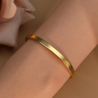 18K Gold Plated Stainless Steel Polished Zircon 50MM Bangles Bracelet