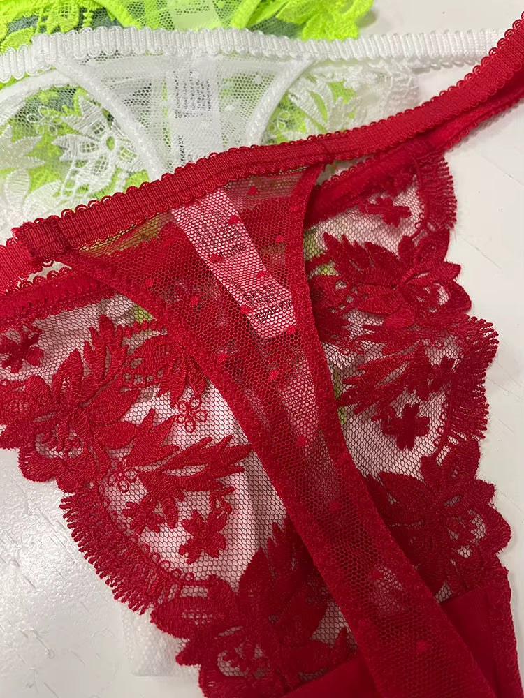 Women Lace Underwear Briefs Breathable G--String Seamless Low Waist Hollow Out Thong Panties
