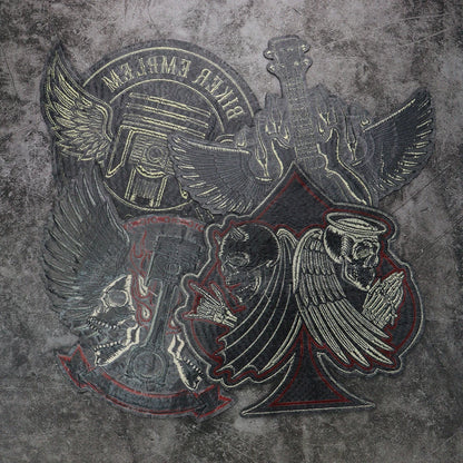 Large-Size Winged Skull Angel Biker Motorcycle Embroidered Patch Appliques Iron on Patches Badge Clothes Sewing