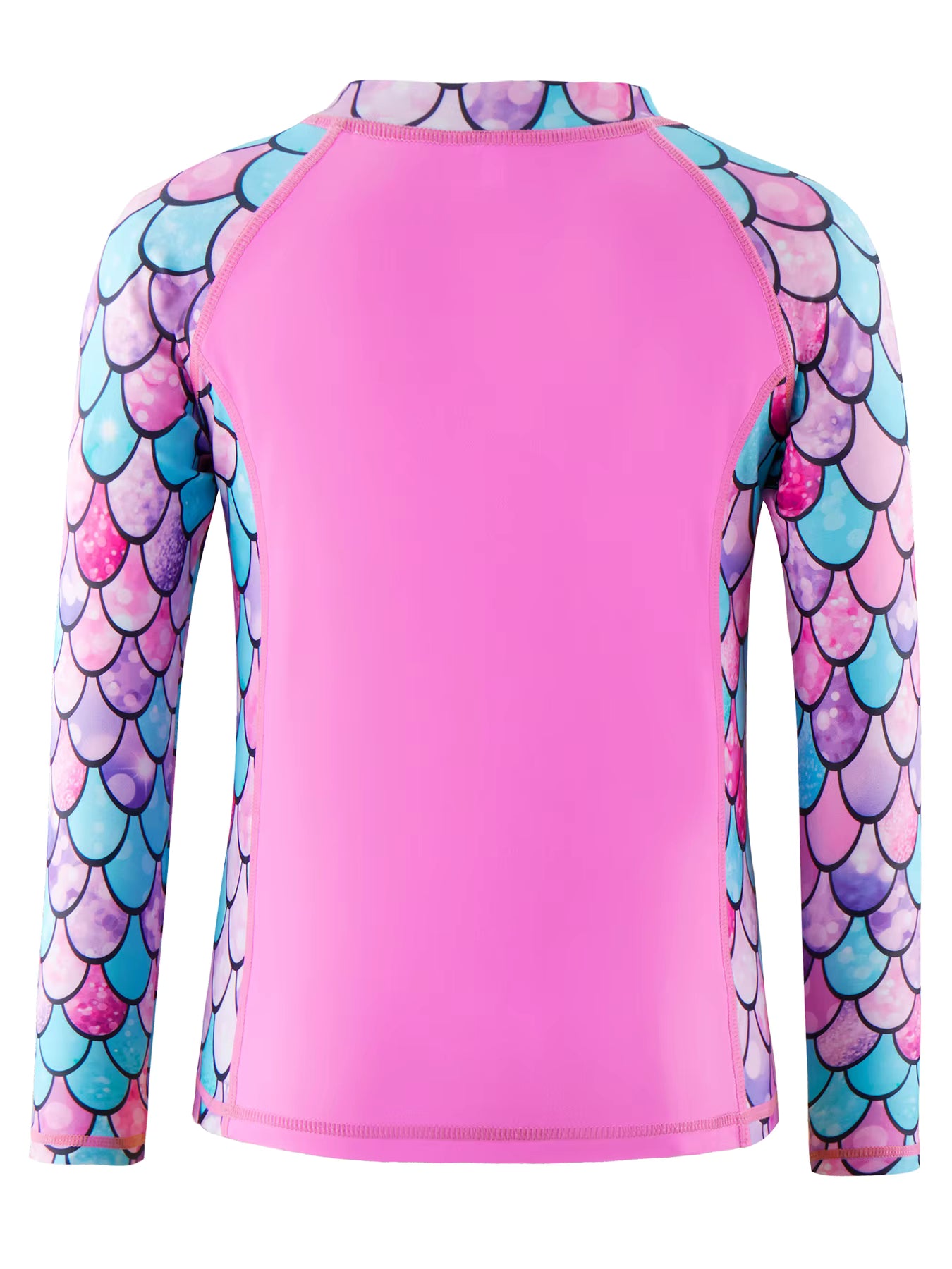 2pcs Kids Girls Long-Sleeved Scale Print Tops Boyleg Swim Shorts Swimwear Suit