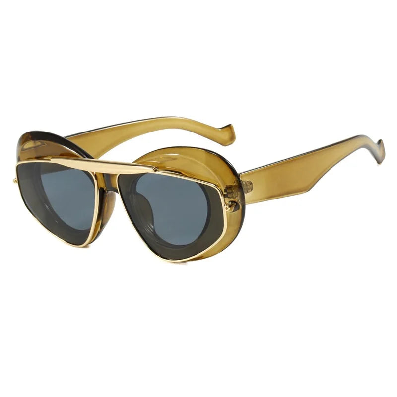 Men Women y2K Hip Hop Punk Oval Designer Square UV400 Glassess Sunglasses