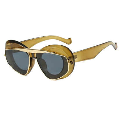 Men Women y2K Hip Hop Punk Oval Designer Square UV400 Glassess Sunglasses