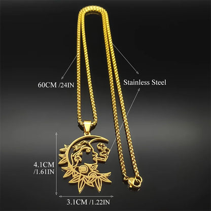 Witchcraft Crescent Smoking Stainless Steel Black Color Gothic Charm Chain Pendant Necklace