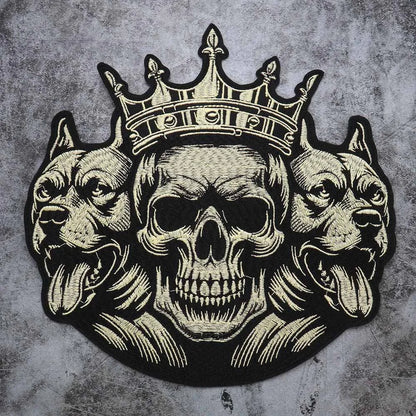 Cool gold and silver crown skull Embroidered Patch Appliques Iron on Patches Badge Clothes Sewing