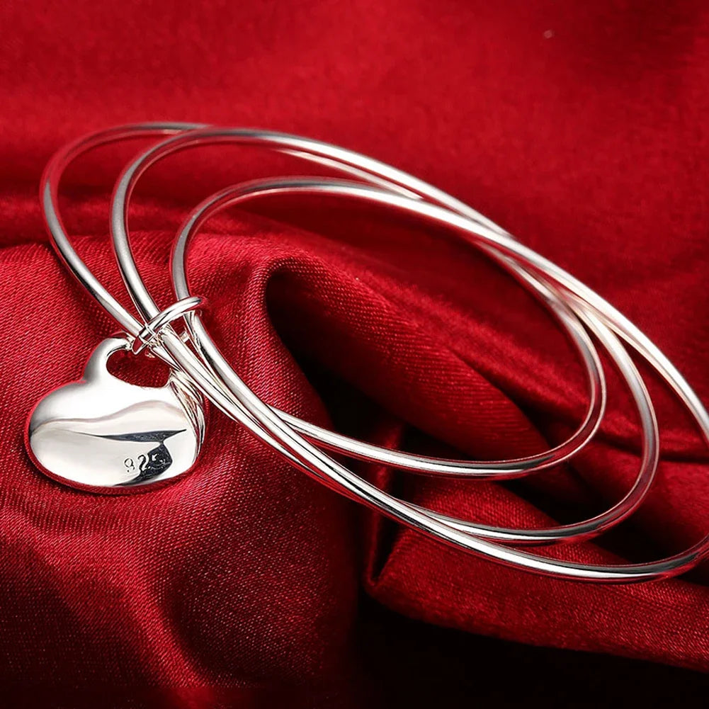 925 Sterling Silver Charms Open Women Fashion Adjustment Cuff Wedding Bangles Bracelet