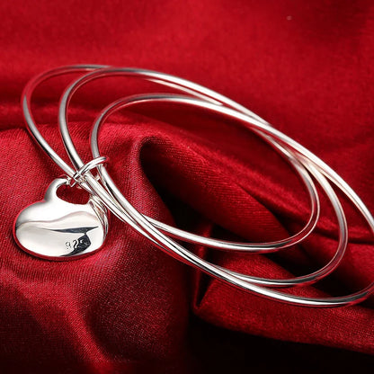 925 Sterling Silver Charms Open Women Fashion Adjustment Cuff Wedding Bangles Bracelet