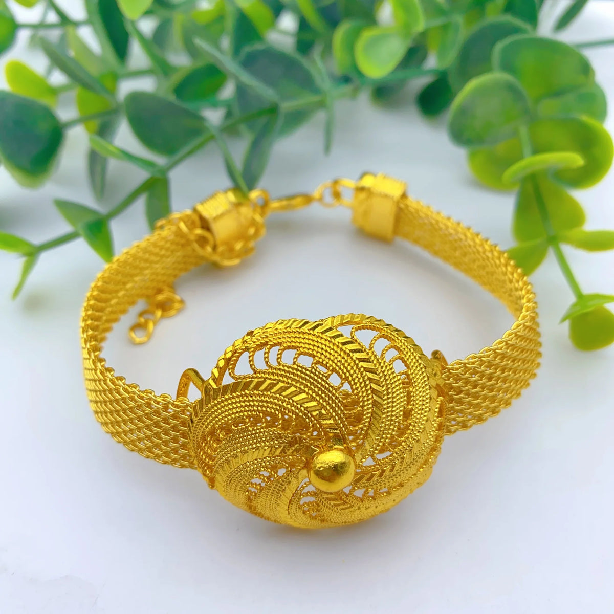 Dubai Women Wedding Gold Plated African Indian Round Necklace Earrings Jewelry Sets