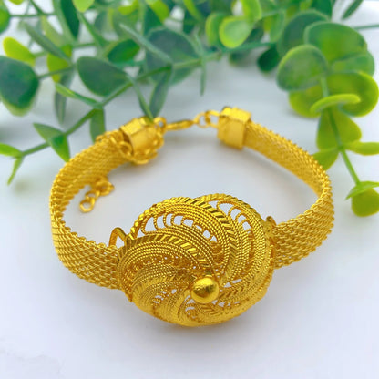 Dubai Women Wedding Gold Plated African Indian Round Necklace Earrings Jewelry Sets