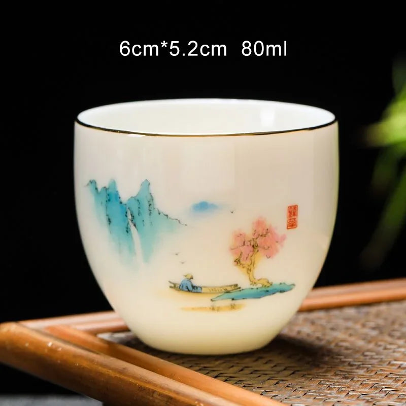 50ml/80ml White Porcelain Chinese Teahouse Master Ceramics Tea Bowl Kung Fu Sake Cup