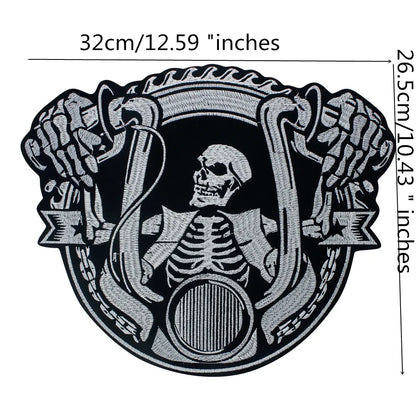 Skull Biker Cool Embroidery Patch Appliques Iron on Patches for Clothing Sewing