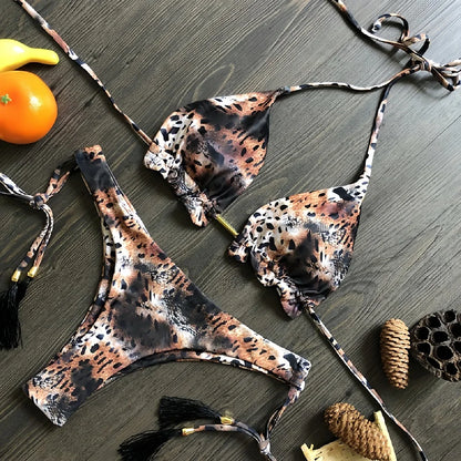 Women's bikini split print swimsuit Brazil 2-piece beach swimsuit Suit