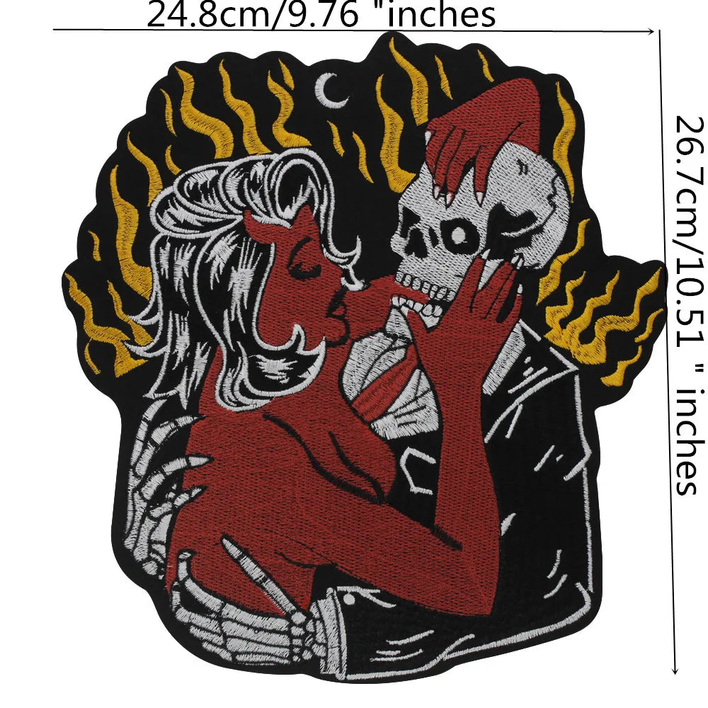 Embroidered Beauty Skull Poisoned Hearts Club Patch Appliques Iron on Patches Badge Clothes Sewing
