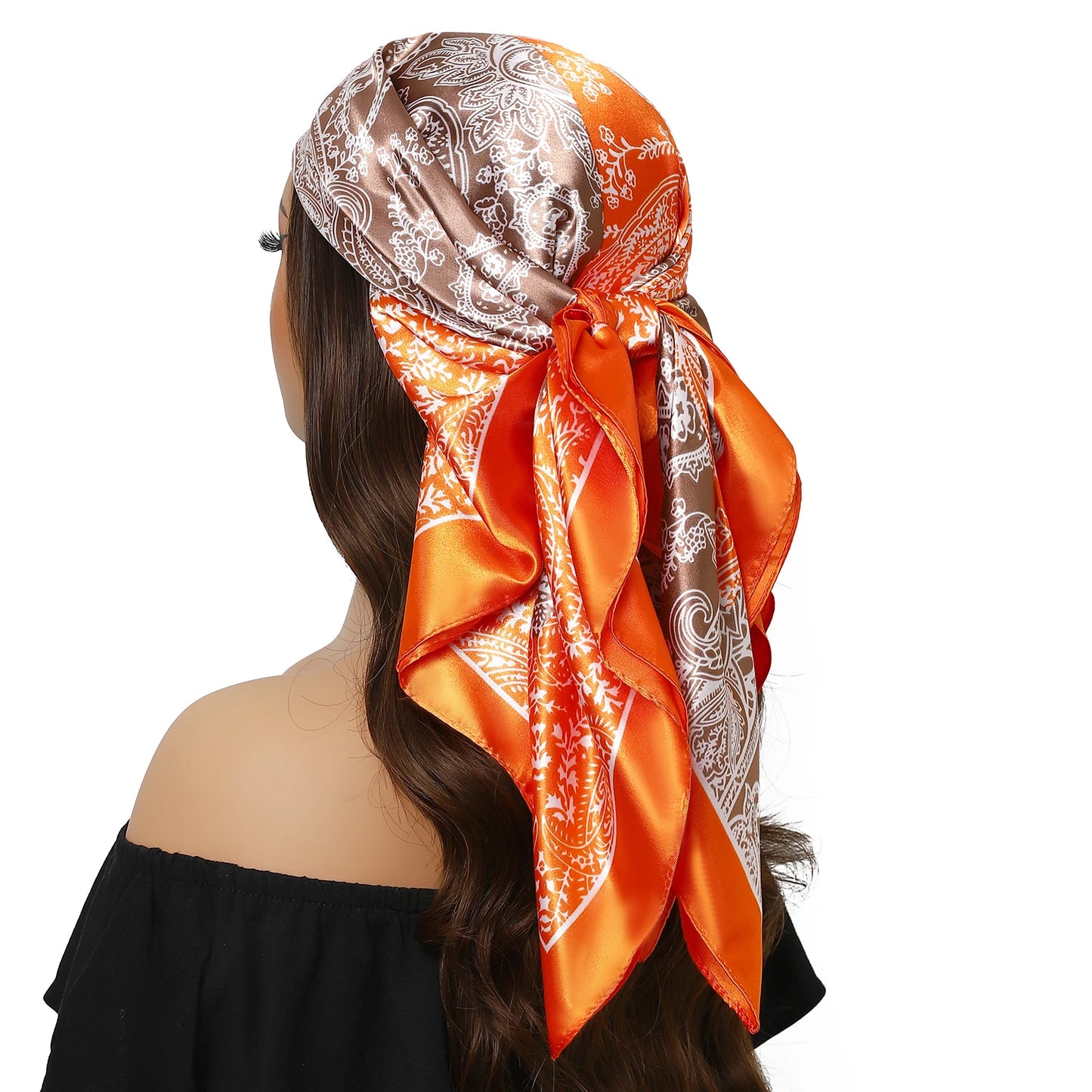 90cm Women Four Seasons Square Silk Satin Bandana Wrap Shawl Scarves Scarfs Spk8