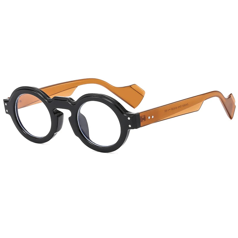 Women Men Punk Double Color Shades Rivets Clear Lens Frame UV400 Round Sunglasses