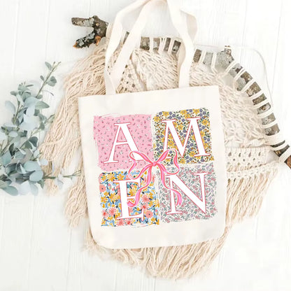 Floral Amen Bible Verses DIY Iron-On Heat Transfer Sticker Decal T-shirts Sweatshirts Bag Clothes Pillow Decor