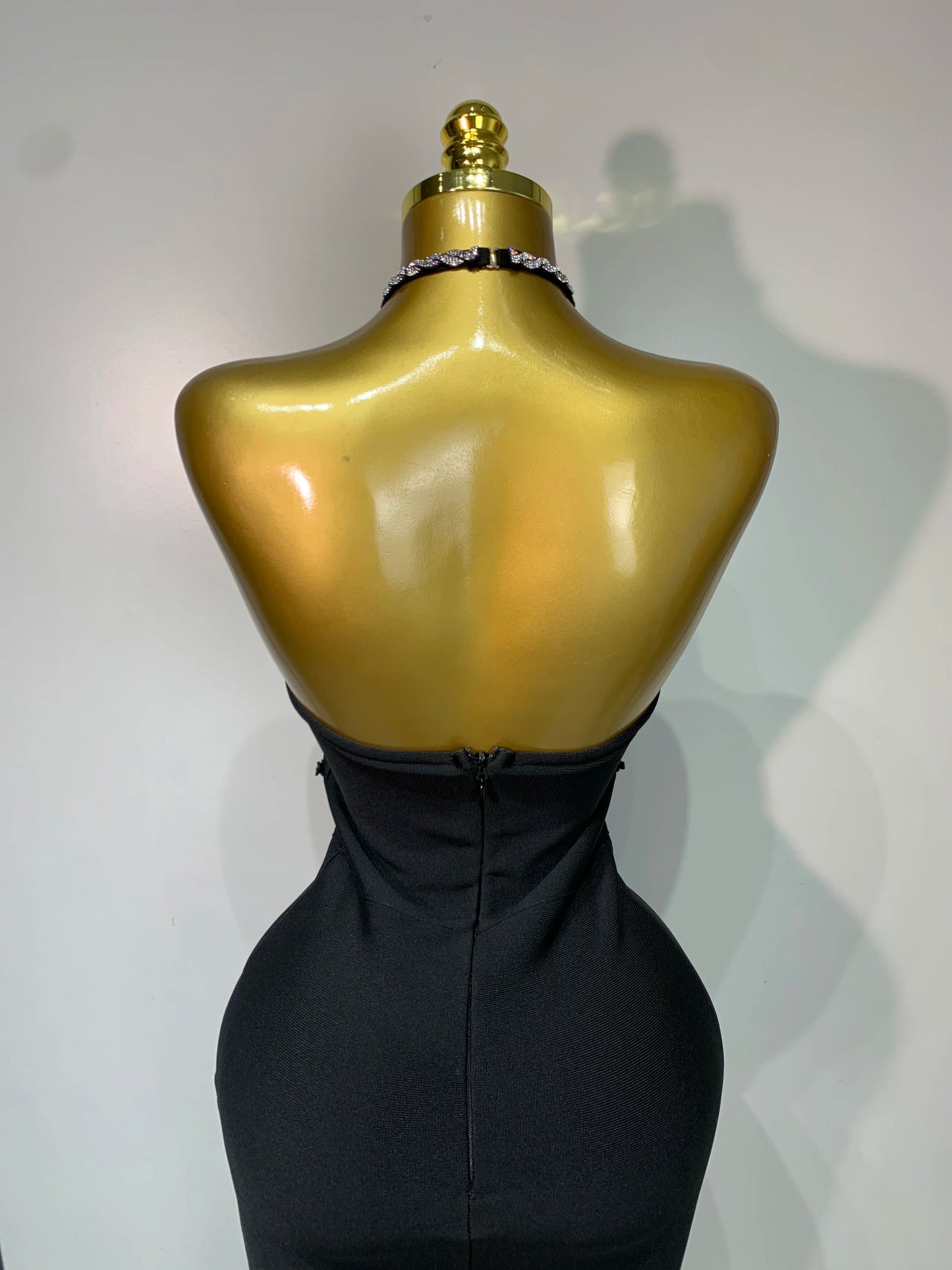 Sexy Halter Long Bandage Shiny Crystal Backless Evening Party Birthday Dress