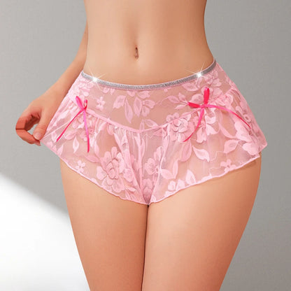 Women Low Rise Floral Pink Boyshorts Breathable Briefs Underwear Panties