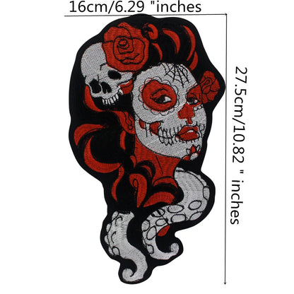 Punk Skull Embroidery Ghost Bride Stripe Badge Patch Iron on Patches Clothes DIY