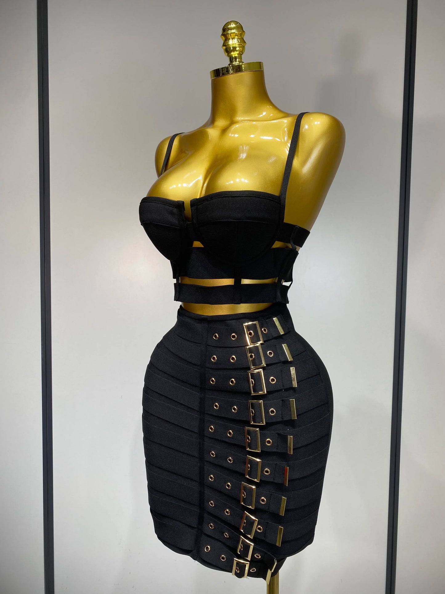 Sexy Cut Out Mini Bandage Two Piece Celebrity Evening Birthday Club Party Skirt Dress