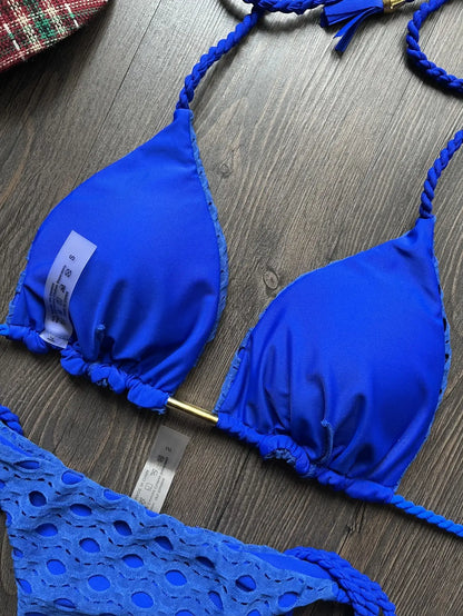 Sexy Blue Swimwear Solid Color Bikini Swimsuit Beach bikini Bathing suit