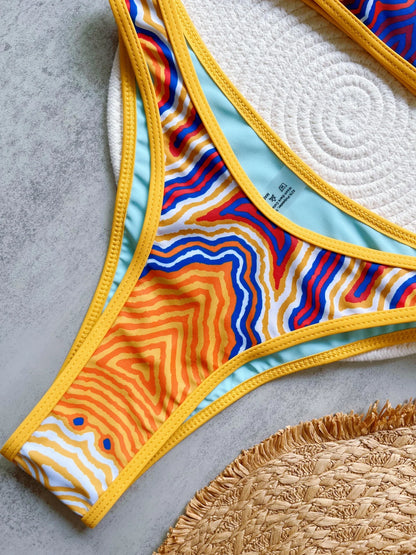Sexy Print High Leg Cut Brazilian Bikini Swimsuit Swimwear Two-pieces Bathing Suit