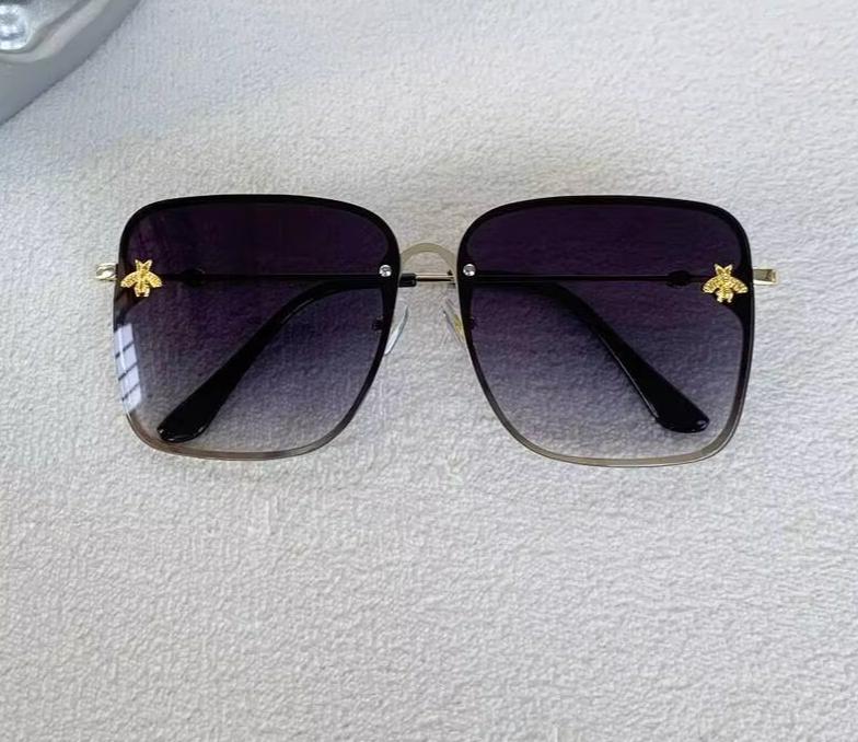 Men Women Fashion Designer Oversized Rimless Square Bee Sunglasses Gradient Sunglasses UV400