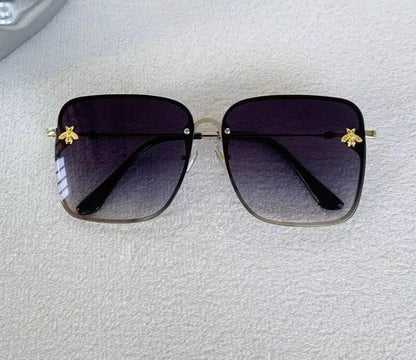 Men Women Fashion Designer Oversized Rimless Square Bee Sunglasses Gradient Sunglasses UV400