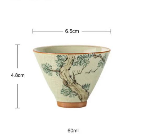 Hand Painted Lotus Ceramics Master Vintage Chinese Kung Fu Tea Bowl Teahouse Cup 60ml