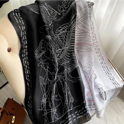 180*90cm Women Designs Silk Satin Bandana Long Shawls Wraps Scarves Pashmina Scarf