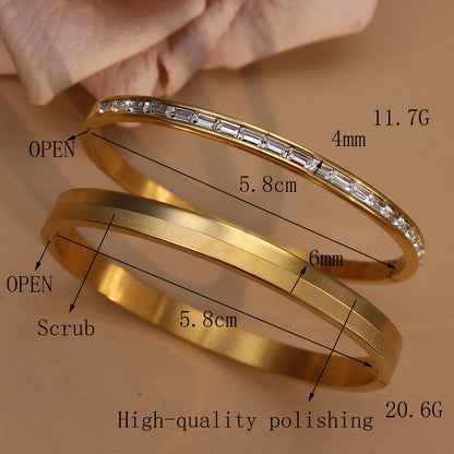 Fashion Plated 18k Zircon Stainless Steel Women's Bracelet Bangles