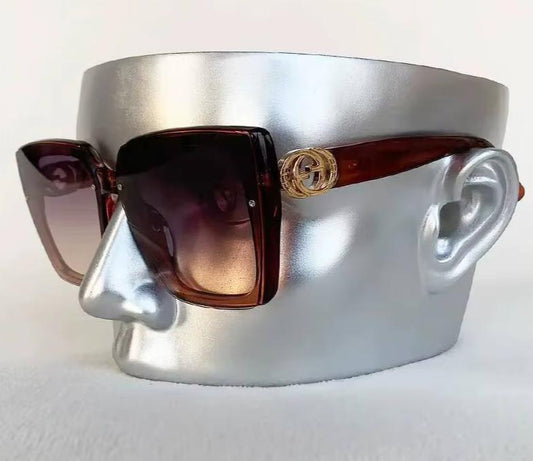 Men Women Glamour Designer Oversized Square Rimless Eyewear UV400 Sunglasses