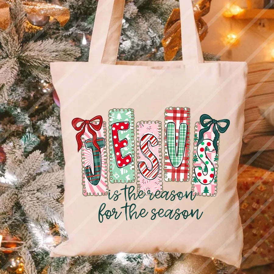 Christmas Jesus Is The Reason For The Season DIY Iron-On Heat Transfer Sticker T-shirts Sweatshirts Bag Pillowcase Xmas Decor