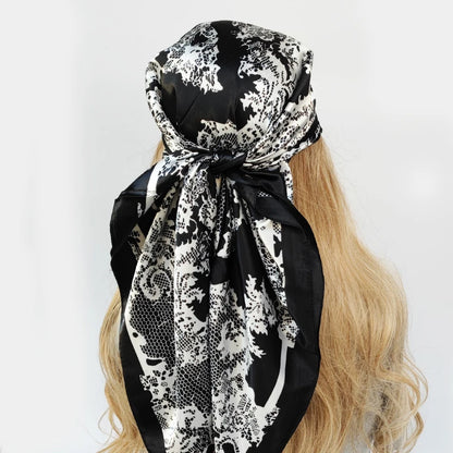 90cm Women Four Seasons Square Silk Satin Bandana Wrap Shawl Scarves Scarfs Spk3