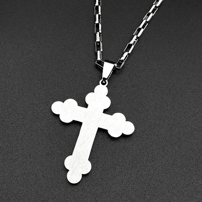 Men Women Stainless Steel Religious Gold Color Amulet Orthodox Jesus Cross Pendant Necklace