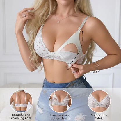 Women Multi-task Hands-Free Maternity Cotton Wireless Front-Opening Breastfeeding Breast Pump Bra