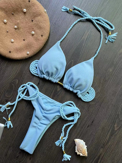 Sexy solid color women's bikini swimsuit two-piece beach Swimwear bikini suit